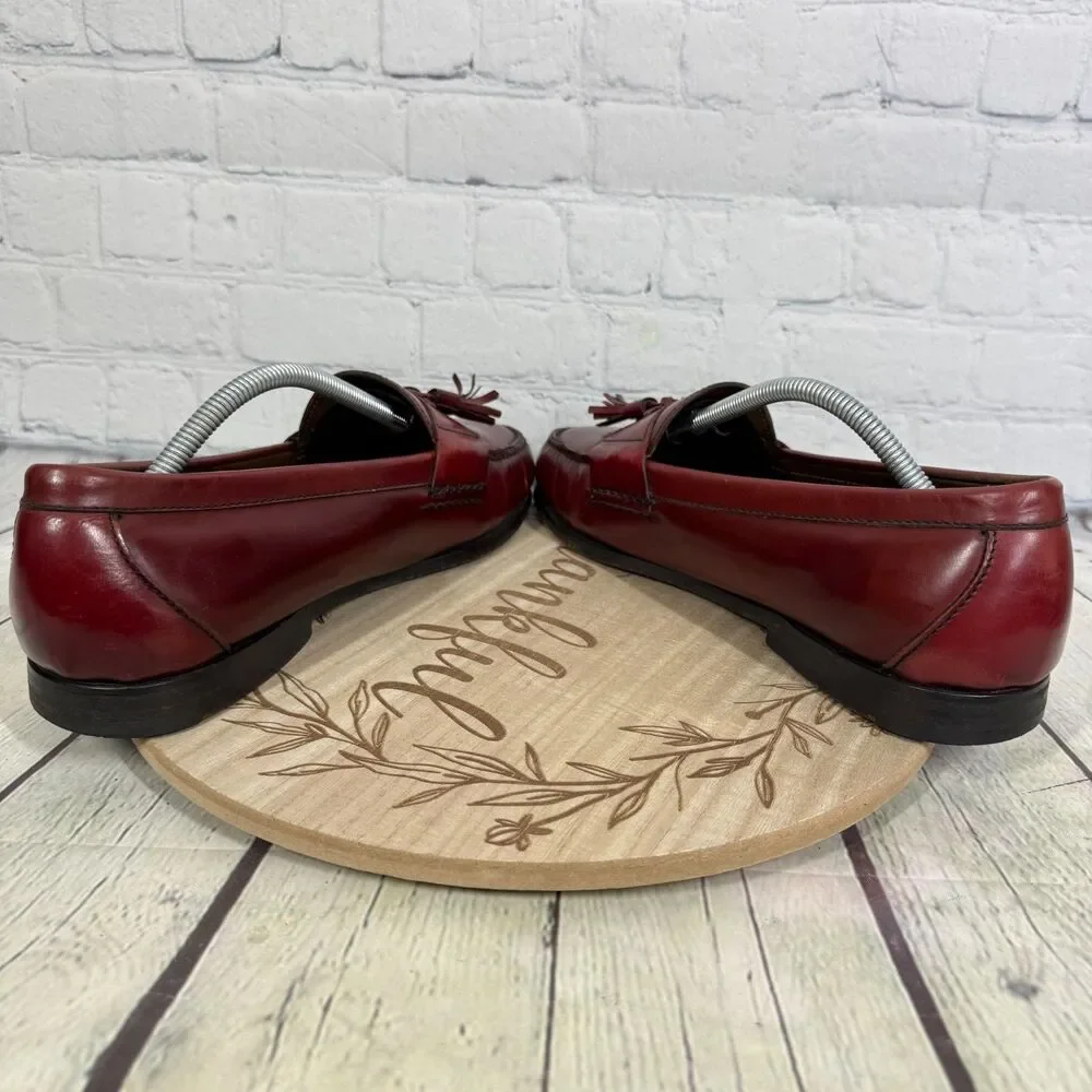 Cole Haan Pinch Tassel Loafers Men 10.5 Burgundy Oxblood Leather Dress Shoes